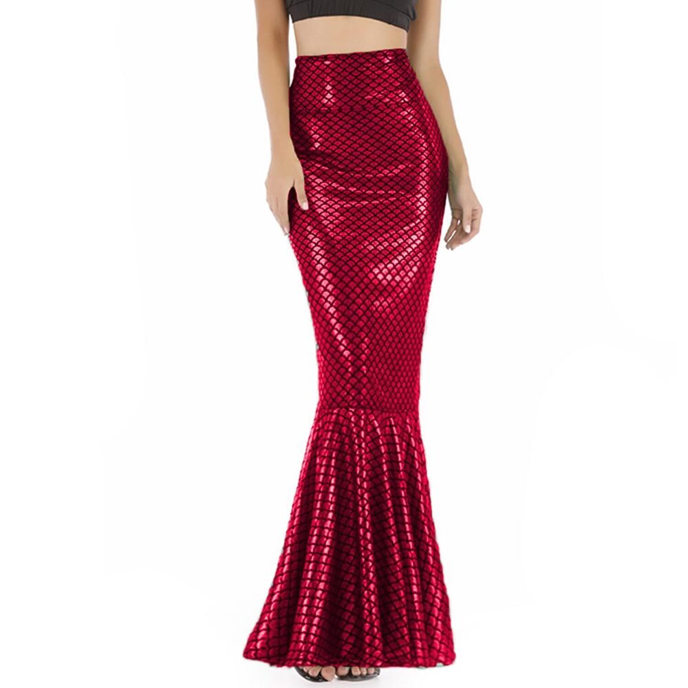 3833 Mermaid Tail Adult Halloween Fish Costume High Waist Metallic Latex